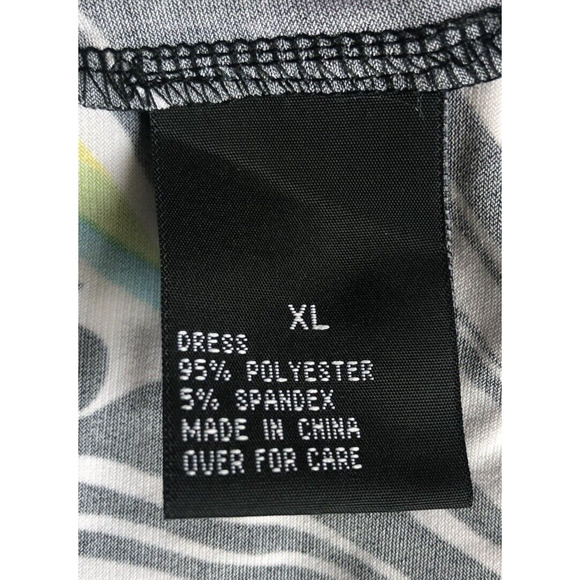 AB Studio Multicolor Off Shoulder Geo Print Slit Sleeve Swing Dress Reg Size XL - Picture 8 of 9